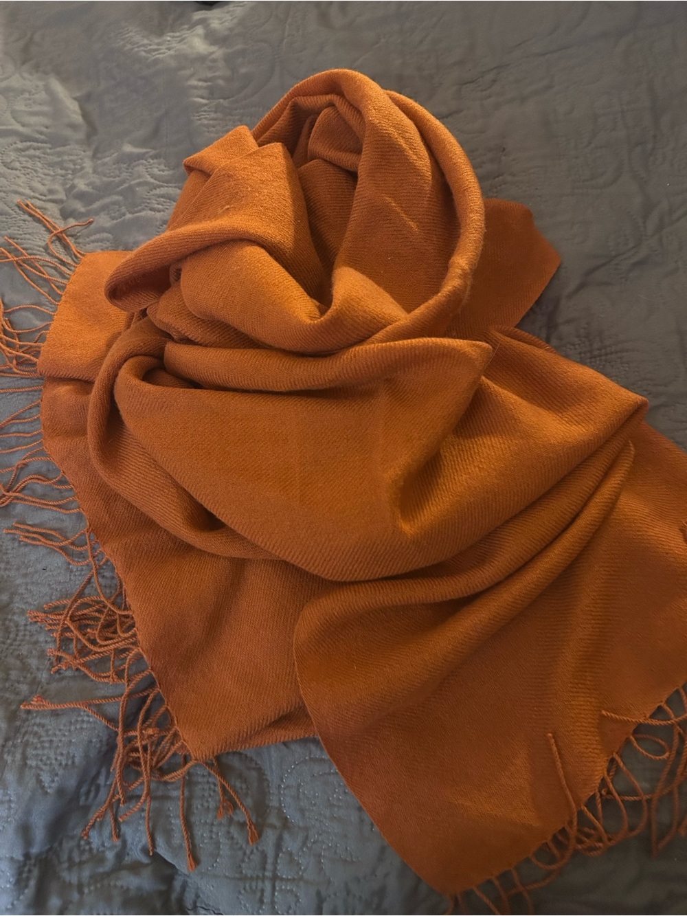 Lightweight wool shawl/ scarf , rust coloured